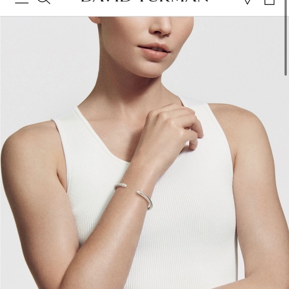 David Yurman Cable Classics Bracelet in Sterling Silver Pearls  Diamond - Picture 3 of 6